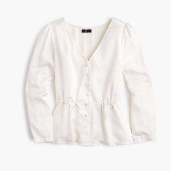 J. Crew long-sleeve peplum top in satin-crepe - Picture 2 of 4